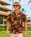 Leis of Hawaii Short Sleeves Aloha Shirt Burgundy