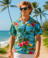 Paradise Found Short Sleeves Aloha Shirt Turquoise