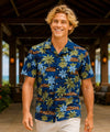 Makakilo Short Sleeves Men's Aloha Shirt Blue