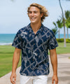 Leis of Aloha Cotton Men's Shirt Navy