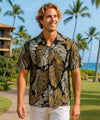 Monstera Leave Short Sleeves Aloha Shirt Black