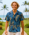 Monstera Leave Short Sleeves Aloha Shirt Navy