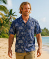 Iolani Cotton Men's Aloha Shirt Navy