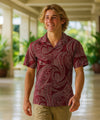 Polynesian Men's Cotton Hawaiian Shirt Burgundy