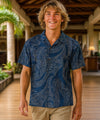 Polynesian Men's Cotton Hawaiian Shirt Navy