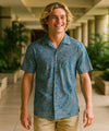 Polynesian Men's Cotton Hawaiian Shirt Turquoise
