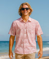 Hibiscus Panel Button Up Aloha Dress Shirt Red