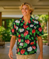 Short Sleeves Paradise Cotton Men's Hawaiian Shirt Black