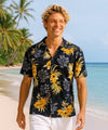 Birds of Paradise Black Rayon Aloha Shirt Black
