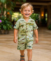 Pacific Boys Cotton Shirt and Shorts Cabana Set Green