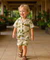 Pacific Boys Cotton Shirt and Shorts Cabana Set Khaki