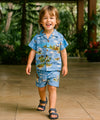Pacific Boys Cotton Shirt and Shorts Cabana Set Navy