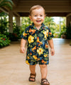 Boy's Aloha Shirt & Shorts Cabana Set Black