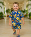 Boy's Aloha Shirt & Shorts Cabana Set Navy