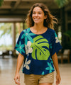 Caftan Poncho Tunic Top Cover up Blouse Navy