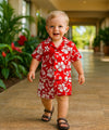 Hibiscus Aloha Shirt and Shorts Boy Set Red