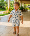 Palms Toddler Boy's Shirt Shorts Cabana Set Blue