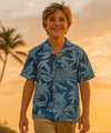 Rayon Pineapples Boys Aloha Shirt Blue