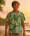 Rayon Pineapples Boys Aloha Shirt Sage