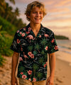 Flamingo Boys Aloha Shirt Black