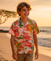 Short Sleeves Orchid Boy's Aloha Shirt Coral