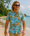 Santa in Hawaii Cotton Men's Shirt Light Sky Blue