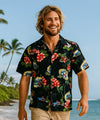 Santa Riding Woody Aloha Men's Shirt Black