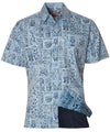 Button Up Reverse Tapa Print Men's Aloha Dress Shirt