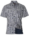 Button Up Reverse Tapa Print Men's Aloha Dress Shirt