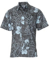 Cotton Short Sleeves Button Up Reverse Print Shirt