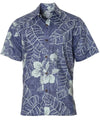 Cotton Short Sleeves Button Up Reverse Print Shirt