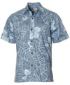 Cotton Short Sleeves Button Up Reverse Print Shirt