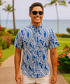 Ivy League Collar Button Up Men's Aloha Shirt Navy