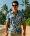 Black Pineapple Aloha Dress Hawaiian Shirt Navy
