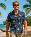 Palms Casual Button-Down Men's Aloha Shirt Navy