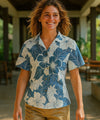 Lanai Adventure Cotton Fitted Women's Shirt Ocean Blue