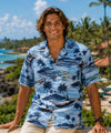 Fleet of the Pacific Men's Cotton Aloha Shirt Light Blue