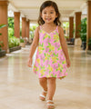 V-Neck Rayon Girls Plumeria Hawaiian dress Pink