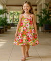 Pineapples Pull-Over Girls Rayon Dress Pink