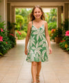 Girls Pineapples Scarf Hem Rayon Dress Sage