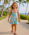Rayon Orchids Girls V-Neck Smock Dress Blue