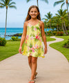 Rayon Orchids Girls V-Neck Smock Dress Yellow