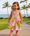 Bungee Girls Dress with Side Ties Pink