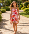 V-Neck Pull Over Girls Dress with Scarf Hem Coral