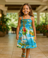 Pali Girls Smock Top Rayon Dress Light Blue
