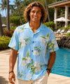 Light Sky-Blue Ginger Rayon Hawaiian Aloha Shirt Sky Blue