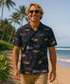 Short Sleeves Local Fishing Style Aloha Shirt Black