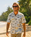 Short Sleeves Local Fishing Style Aloha Shirt Blue