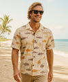 Short Sleeves Local Fishing Style Aloha Shirt Brown