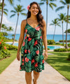 Pull-Over Hibiscus Short Hawaiian Dress Black